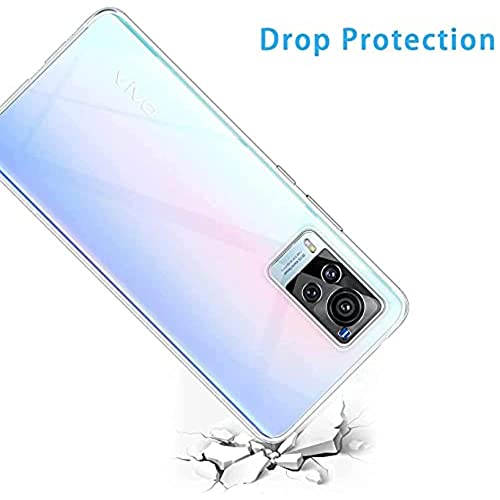 Image of NISHTECH for Vivo X60 Pro 5G / X60 5G Premium Transparent Hybrid Soft Slim Dust Proof Back Case Cover Silicone with Camera Protection