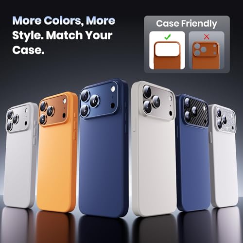 Image of PreCure Camera Protector for iPhone 17 Pro Max, Full Coverage Metal Plate + 9H Tempered Glass, Scratch Resistant, Anti-Bubble, Clear HD Camera Lens Screen Protector Orange
