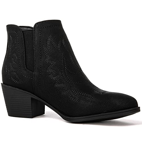 Globalwin Women's Black Pull On Ankle Boots The Western Cowboy Cowgirl Boots 9M #TOP2