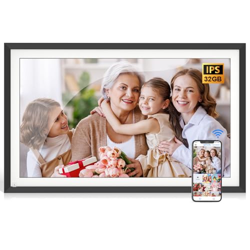 Image of Large Digital Photo Frame 15.6-inch Electronic Photo Frame - Smart Photo Display FHD 1080P IPS Touch Screen, 32GB, Wall Mountable, Send Photos Videos Via App, Email, Best Gifts Choice for Mom and Dad