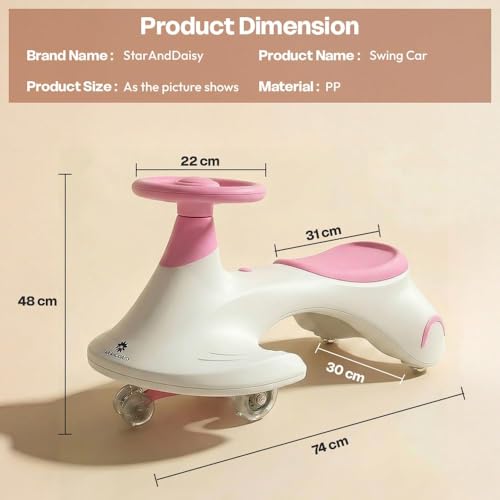 Image of StarAndDaisy Kids Swing car /Ride on Push /Swing Car with Music, Light & 360 Steering - Safe, Fun Magic, and Durable /Toddlers & Children for Wiggle Car -Pink
