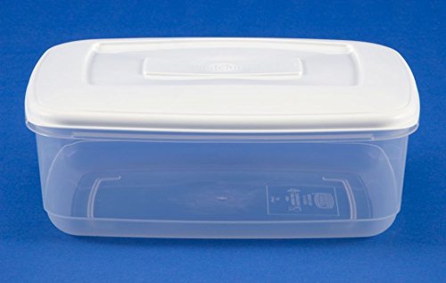 Whitefurze Set of 4 - 1.5L (21cmx8cmx15cm) Rectangular Plastic Food Saver Storer Storage Box Container Freezer