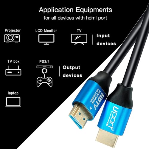 UPORT 2 Pack 5 Meter HDMI 1.4 Cable with Ethernet, 4K/2K Ultra HD 1080P Resolution, 10.2Gbps High Speed Transmission, Compatible with TV, Laptop, Monitor, Projector, Gaming Console & More