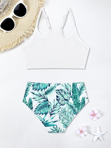 Image of SHEKINI Girls 3 Piece Printed Swimsuit High Waist Bikini Set with Cover Up Pants