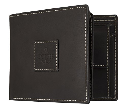 Preisvergleich Produktbild Skipper Herren Geldbörse aus Echt Leder Querformat - Schwarz 7114