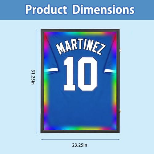 Image of Jinchuan Jersey Frame Display Case Large Frames Shadow Box Lockable with UV Protection for Baseball Basketball Football Soccer Hockey Sport Shirt Black
