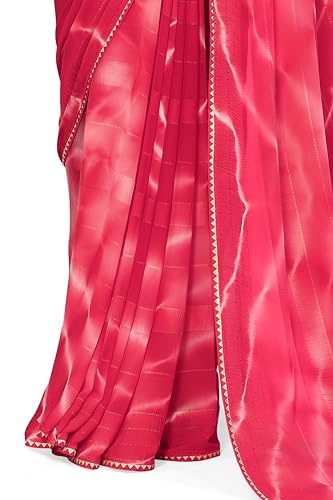Image of MIRCHI FASHION Women Saree Shibori Print Chiffon | Elegant Festive and Functional Sari for All-Day Comfort with Matching Blouse
