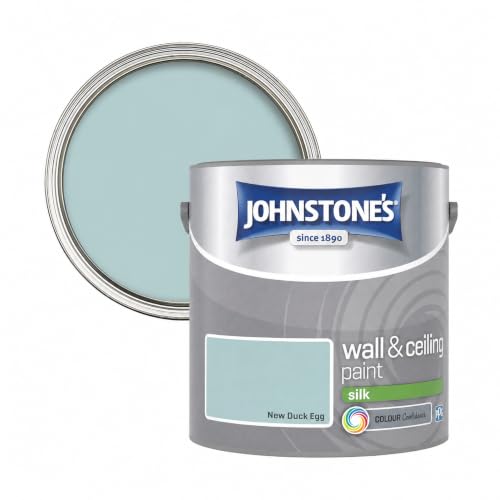 Image of DRW New Duck Egg Wall and Ceiling Paint 2.5L | Silk Emulsion Paint for Interior Walls and Ceilings | Smooth Flat Finish for Living Rooms Bedrooms Hallways and Dining Rooms