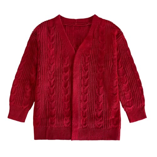 Yesfashion Girls Open Front Cardigan Sweater Long Sleeve Knit Solid Soft School Uniform Sweater Outwear Coat 5-14Y3