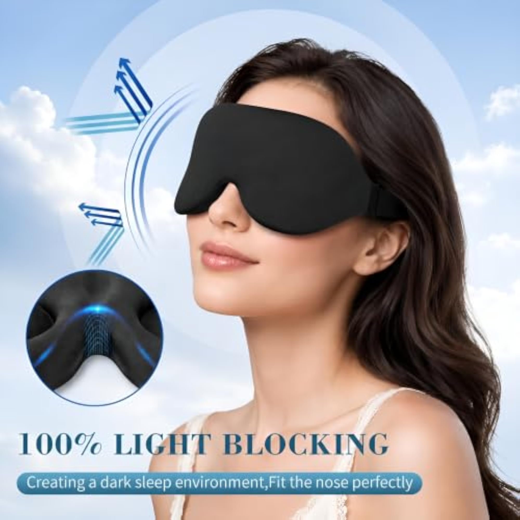3D Contoured Memory Foam Eye Mask for Travel