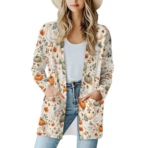 Image of Cardigan Sweaters for Women Long Sleeve Cardigan Soft Drape Open Front Fall Dusters V-Neck Jackets Dressy Loose Coat