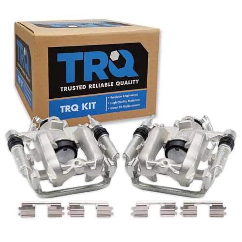 Image of TRQ Rear Driver and Passenger Side Brake Caliper Set Hardware Caliper Brackets Compatible with 11-13 Chevrolet Cruze 14-15 Cruze Gas Engine 16 Limited LT 16 Limited LTZ