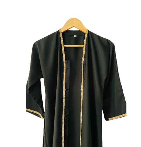 RAHMA Girls Black Abaya, Open/Closed Model with Headscarf, Nida Fabric, Sizes 9 Months to 18 Years (Open Style, 11 Year)