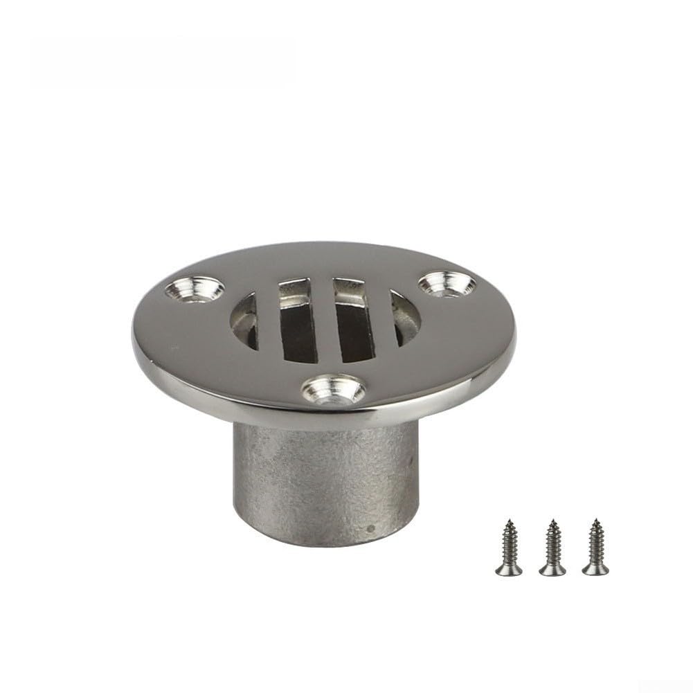 Stainless Steel 316 Marine Deck Drain Scupper Water Outlet, Yacht Hardware for Efficient Drainage, Simple Setup for Various Deck Systems, Silver Tone(25mm)