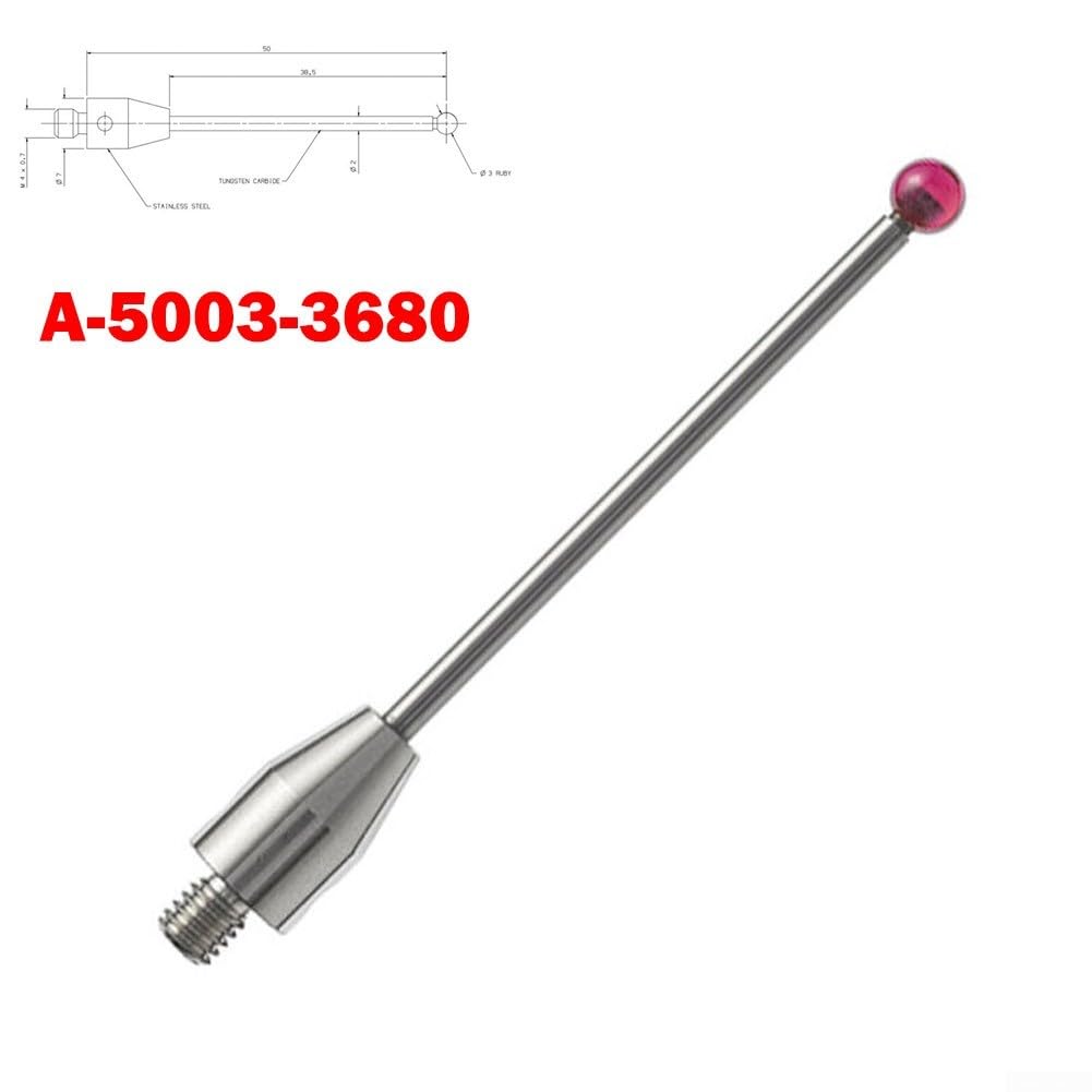 A-5003-3680 CMM Probe Stylus 50mm Lungo 3mm Diametro Punta Filettatura Acciaio Bianco Gambo Alta Rigidità per la Misurazione di Macchine Utensili