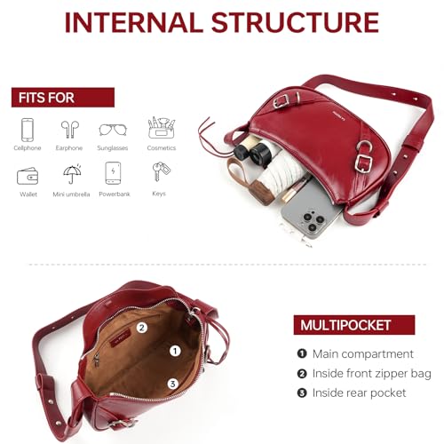 Image of LA FESTIN Leather Hobo Bag for Women Trendy Crescent Shoulder Purse Travel
