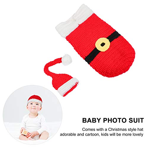 NUOBESTY 2 Stuks Pasgeboren Santa Gebreide Fotografie Props Baby Kerst Kerstmuts Kostuum Outfit Foto Prop Accessoires - Afbeelding 4