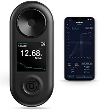 DiFluid R2 Extract Coffee TDS Refractometer, Multi-Test Modes & OTA Updates DiFluid Café APP with Range 0-30%, Precision 0.02%,Resolution 0.01%,Accuracy 0.03% TDS, Rechargeable, Portable