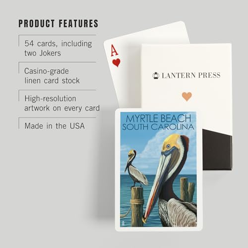 Lantern Press Myrtle Beach Pelicans 52 cartas póker miniatura 3