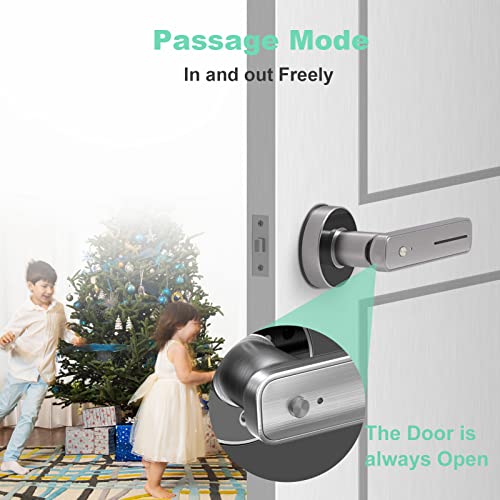 Geek Smart Fingerprint Door Lock - Biometric Door Knob Fingerprint Door Knob Keyless Entry Door Locks With Handle Door Lever For Homes/Apartments/Office/Airbnb/Hotels (Silver) #TOP3