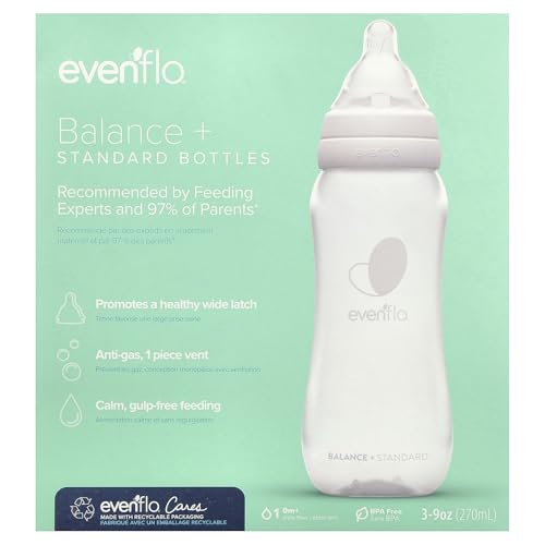 Image of Evenflo Feeding Balance+ Bottles, Standard, 0+ Months, Slow Flow, 3 Bottles, 9 oz (270 ml)