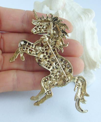 Image of Unique Animal Unicorn Horse Brooch Pin Pendant Austrian Crystal BZ6172