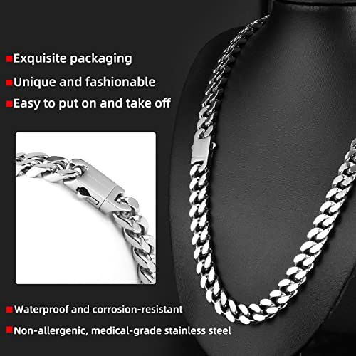CaptainSteeL Cuban Link Chain,5MM/9MM Width Cuban Chain Necklace Stainless SteeL Silver/Gold Plated Necklace Chain,18in/20in/22in/24in4