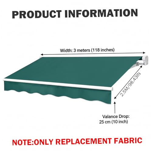 Auvent de rechange 3x2,4m imperméable pour store banne extérieur rétractable - 4