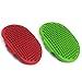 2 Dog Pet Grooming Brush Comb Hair Soft Scrubber Rubber Oval Strap Bath Handle