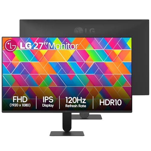 Image of LG 27 inch FHD IPS Monitor, 120Hz, 99% sRGB, 1ms MBR, HDR10, Dynamic Action Sync, Black Stabilizer, HDMI, 3-Side Virtually Borderless Design, Tilt Adjustable, for Office & Gaming