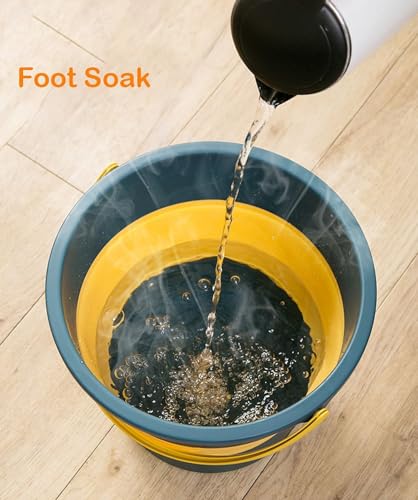 Image of VINSU Silicone Bucket Water Proof, PVC Coated Collapsible Foldaway Bucket with Handle Fordable Pail for Outdoor Camping /Car Washing /Fishing /Hiking /Travelling, Portable (Orange Foldable Bucket)