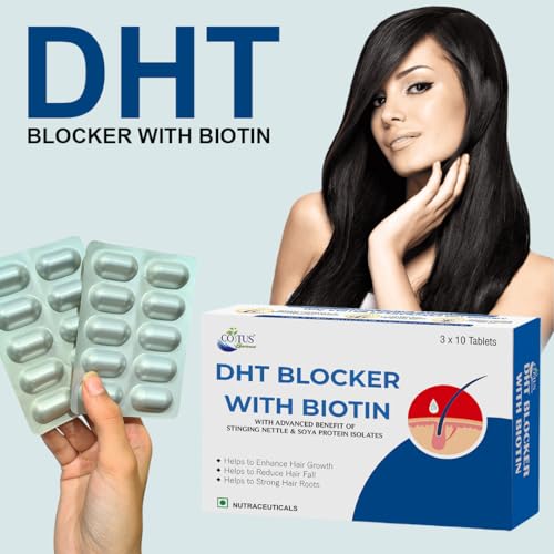 Image of DHT Blocker with Biotin (30 Tablets) | Stinging Nettle and Soya Protein | Helps Reduce Hair Fall, Helps To Stimulates Hair Growth, Nail & Glowing Skin