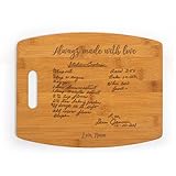 Mom and Grandma's Personalized Handwritten Recipe Engraved Bamboo Cutting Board Custom Memories Keepsake Mothers Day Christmas Side For Decor Reverse Usage 15''x12'', Tan