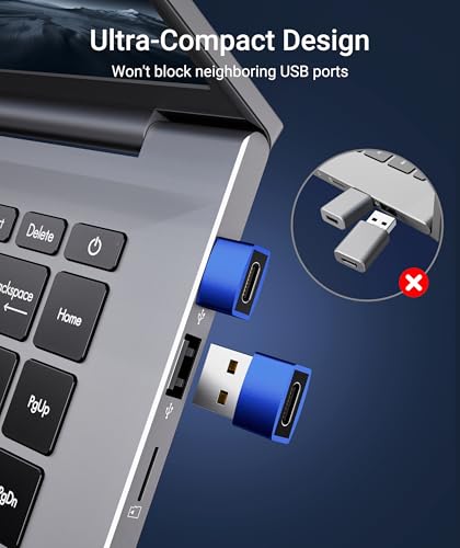 Image of Syntech USB C Female to USB A Male Adapter 3 Pack, Type C Charger Cable Power Adapter Compatible with iPad Air 6, iPhone 15 /14 /13 /12 Pro Max, Apple Watch Series 9 /8 /7, Samsung Galaxy S20 etc Blue