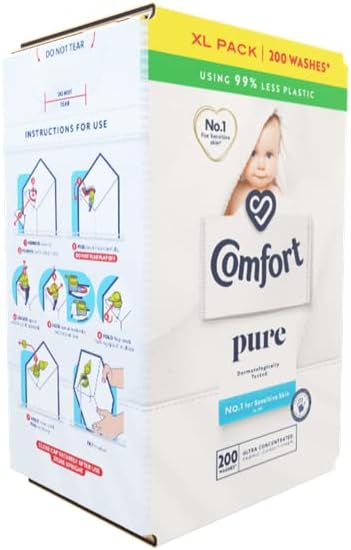Comfort Pure Fabric Conditioner, Ultra Concentrated, New Packaging with 75% Less Plastic, Fabric Softener For Sensitive Skin, 200 Wash, 3L