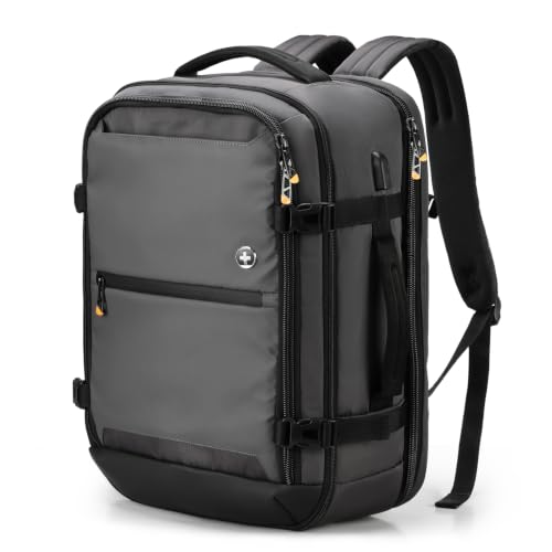 Image of Swissdigital Design Travel Backpack 43l with USB Charging Port Laptop Backpack,TSA Friendly Flight Approved Carry-on Luggage Hand,Business Rucksack Fits 17 Inch Laptop Grey | SD1748-02