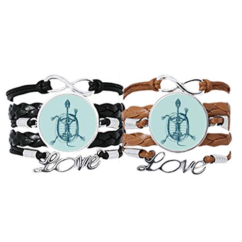 Pulsera de cuerda de cuero de tortuga esqueleto DIYthinker para parejas