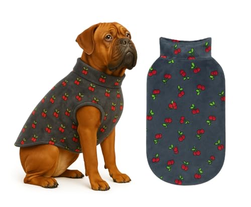 Image of The Pets Company Dog Winter Coat Jacket, Clothes, Windproof, Reversible, Light Weight, Washable, Ultra Warm Thick Fleece Lined Dog Vest for Cold Weather Protection, (Grey Cherry, XX-Large - 30 Inch)