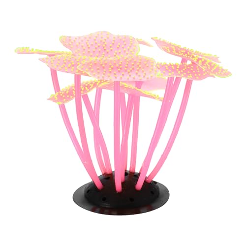 CAPASTEC Soft Silicone Glowing Mushroom Coral, Fluorescence Aquatic Artificial Coral for Aquarium...