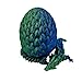 3D Printed Dragon Egg Articulating Gemstone Dragon Fidget Figurine - Vibrant Color Dragons Flexible ADHD, Autism and Anxiety Relief - Articulated Joints (Blue Green Silk)