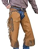 Tough 1 Premium Leather Chinks Floral Yoke Med Tan
