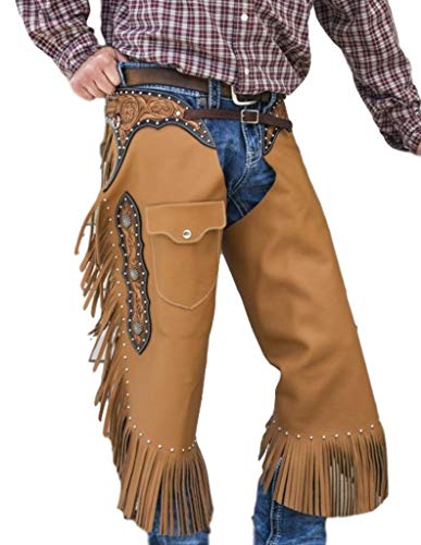 Tough 1 Premium Leather Chinks Floral Yoke Sml Tan