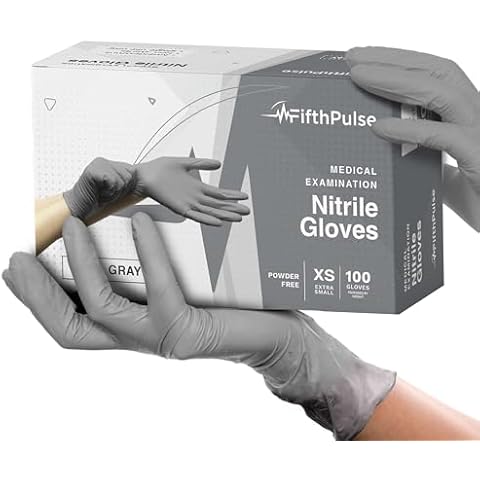 FifthPulse Cool Gray Nitrile Disposable Gloves Large, 100 Count - Latex Free food Safe Cleaning and Cooking Gloves Large, Surgical Grade Medical Exam Gloves Cover
