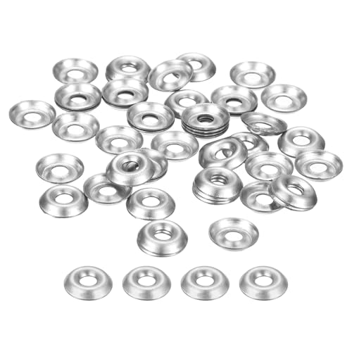 sourcing map Lot de 100 rondelles de finition fraisée #4 en acier inoxydable 304 pour vis, boulons, argent