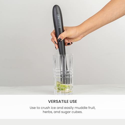 A Bar Above Black Muddler for Cocktails – 12-Inch-Long Cocktail Muddler Perfect for Crushing Fruit, Pressing Mint & Sugar Cubes – Mint Muddler for Mojitos – Essential Bar Tools for Bartender Set