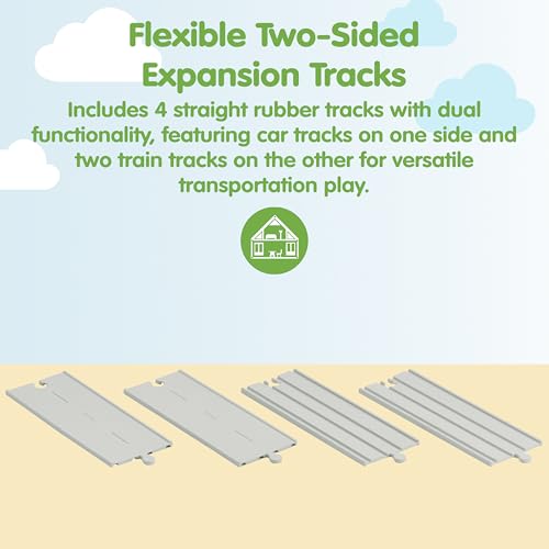 Image of PlanToys Rubber Road & Rail Expansion Tracks Set A Montessori Play Accessory | Imagination, Problem Solving and Creative World Building | Eco Friendly Track Set