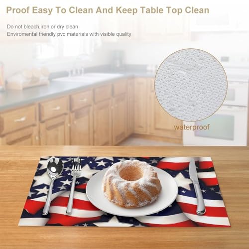 Sets de table motif drapeau américain en PVC de qualité supérieure et lavable x4 - 5