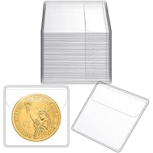 Eaasty 150 Pcs Single Pocket Coin Sleeves Currency Bill Holders Clear PVC Individual Sleeves Holders Coin Holder Currency Bills Protector Plastic Pouch 2.2 x 2.2 Inch,Square