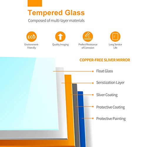 Janboe 600x800mm Illuminated LED Bathroom Mirror Anti-Fog LED Mirrors with Lights + Touch Switch Control + Vertical Installation…