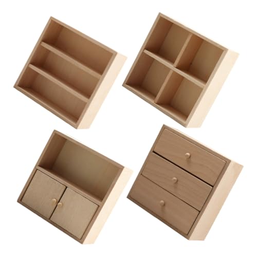 Meubles miniatures bois pour maison de poupée - Lot de 4 pièces POPETPOP à monter